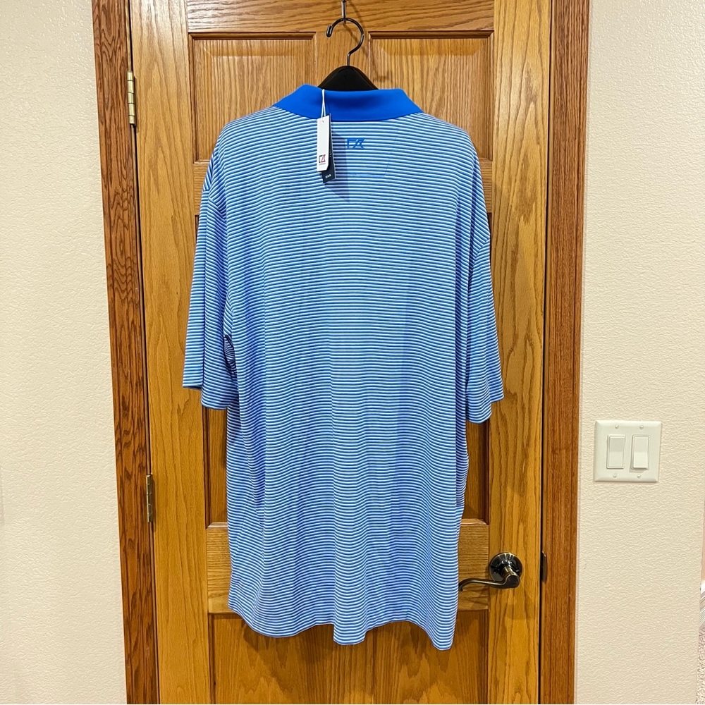 Cutter & Buck Forge Tonal Stripe Stretch Polo Shirt in Digital Blue Size 3XT - Picture 6 of 14